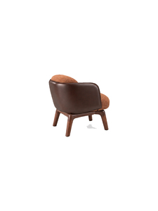 Midcentury Modern <b>Armchair</b> With Solid Wooden Legs And <b>Brown</b> Upholstery For Living Room Hotel Apartment Meetings use - Product Image 5