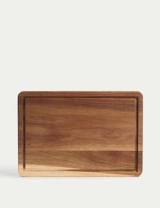Planche à découper en bois de qualité alimentaire, robuste et écologique, de forme rectangulaire, épaisseur 2,0 cm, passe au lave-vaisselle, pour couper la viande et les légumes - Product Image 1