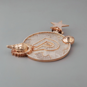 Rose Gold Plated Themed Pendant With Star And Dragon Design Crystal Rhinestone Inlay Vintage Style Unisex Charm - Product Image 2