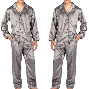 Pyjamas pour hommes en satin de soie imprimé, sans manches, respirants et thermiques, de haute qualité OEM, avec logo personnalisé, faible MOQ - Product Image 3