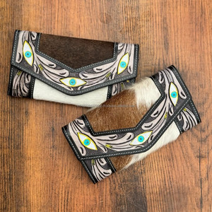 Nuevas carteras de piel de vaca hechas a mano y cuero mecanizado a mano para mujer, elegante Cartera de vaquera de alta calidad personalizada de cuero genuino - Product Image 4