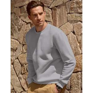 Custom <b>Men's</b> Light <b>Grey</b> Long Sleeve Crewneck <b>Sweatshirts</b> Anti-Wrinkle Fall Winter Pullover Sweaters with Sherpa Lining - Product Image 3