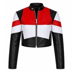 Women’s Lambskin Leather Crop <b>Jacket</b>, Genuine Leather Moto <b>Biker</b> <b>Jacket</b>, Riding Motorcycle Bomber <b>Jacket</b> - Product Image 5