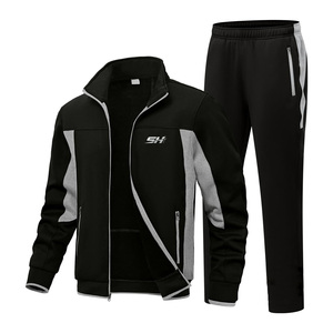 Low Price Men Warm Fleece 360g Tracksuit Zipper Hoodie 100% Cotton Gym Fitness Training Jogging Outfit Two Piece Comfortable - Product Image 1