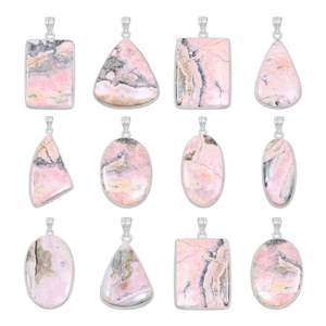 Collier pendentif en rhodochrosite naturelle, argent sterling 925, fait main, style vintage bohème, bijou de guérison en cristal, cadeau - Product Image 1
