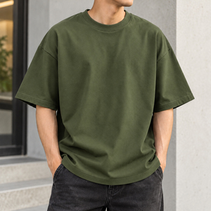 <b>Men's</b> <b>Curved</b> <b>Hem</b> <b>T</b> <b>Shirt</b> Oversized Drop Shoulder Relaxed Fit Casual Urban Wear Plain Crewneck Tee Wholesale Custom Orders - Product Image 5