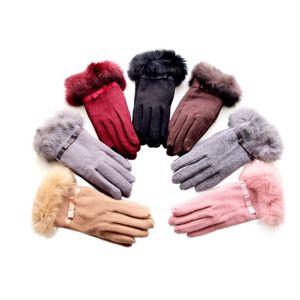 Kitten <b>Mittens</b> with Faux Fur Lining Touch Smart Woolen & Cashmere <b>Gloves</b> - Product Image 1