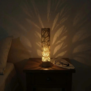 Lámparas de Bambú - Lámparas de Escritorio para Dormitorio - Diseño Costero - Iluminación Ambiental - Hechas a Mano con Materiales Naturales - Bombillas Halógenas - Ajustables - Regulables - Pantalla Amarilla - Product Image 4