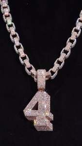 Custom <b>Iced</b> <b>Out</b> Lab Grown Diamond Number 4 Pendant 925 silver 18K Solid Gold 2.25 Inch <b>Chain</b> Hip Hop Men's Jewelry Everyday wear - Product Image 6