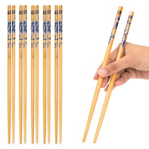 Juego de 5 Pares de Palillos Reutilizables de Bambú Natural, Palillos de Madera para Cocina Asiática, Comida, Sushi, Fideos, Arroz Frito, Vajilla para el Hogar y Restaurantes - Product Image 1