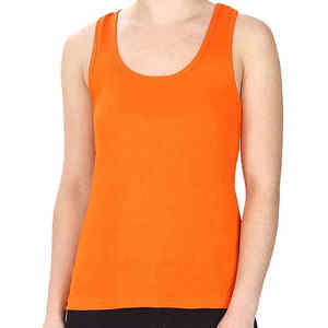 100% High Quality Slim Fit <b>Women's</b> <b>Orange</b> Knitted Tank <b>Top</b> Scoop Neck Sleeveless Solid Color Casual Breathable Workout Wear - Product Image 3