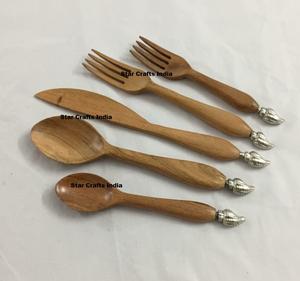 Ensemble de couverts en bois, cuillère à soupe, pour hôtel et restaurant, ensemble de couverts modernes, ensemble de couverts en bois très vendu, 5 pièces - Product Image 3