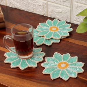 Nordic Design Artisan Hand Beaded Glass <b>Coasters</b> Waterproof for Dining Table Crafted by Artisan Craft - Product Image 6