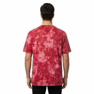 T-shirt à manches courtes pour homme, col rond, rouge tie-dye, coupe classique, style tricoté décontracté - Product Image 2