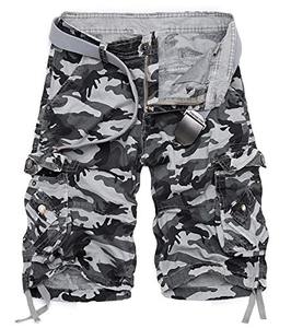Shorts de sport camouflage personnalisés pour hommes grandes tailles, pantalon cargo en coton tricoté à motif uni, taille mi-haute avec braguette boutonnée, décontracté, nouveau design tendance - Product Image 3