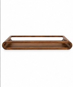 Bandeja de Servir Artesanal de Madera Maciza de Acacia con Asas, Plato de Madera para Servir Alimentos, Bandeja para Cocina, Desayuno, Hotel, Restaurante - Product Image 1