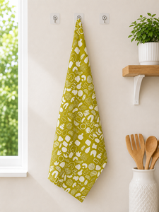 Paño de Cocina con Estampado Abstracto Verde Oliva |   Paño de Cocina con Diseño Moderno |   Paño de Cocina de Algodón |   Textiles Decorativos para el Hogar - Product Image 3