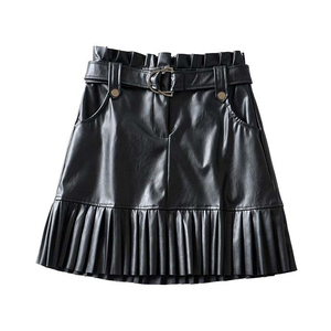 Nouvelle jupe en cuir 2026 pour femme et fille, style écolier, coupe trapèze, taille haute, plissée, avec ceinture large, pour le pickleball et le patinage - Product Image 1