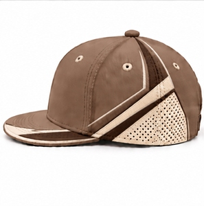 Casquette Snapback Index Apparel marron à 6 panneaux avec empiècements en maille et design contrastant pour un usage décontracté printemps-été, unisexe, réglable - Product Image 2