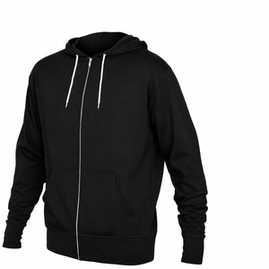 Sweat-shirts à capuche décontractés en gros pour hommes en coton French Terry et polaire, sweats à capuche noirs de haute qualité avec fermeture éclair - Product Image 6