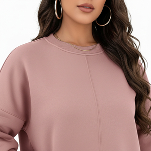 Sudaderas Premium de Cuello Redondo para Mujer, Oversize, de Algodón Grueso, Estilo Casual Urbano, Fabricante de Marca Privada, MOQ Bajo, Sudaderas con Capucha - Product Image 4