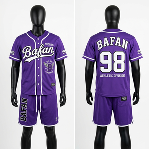 Ensemble short et maillot de baseball en mesh polyester de haute qualité, boutons sur le devant, numéros cousus, logo personnalisé, coupe confortable pour homme. - Product Image 6