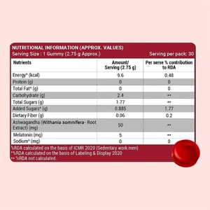 Patanjali Ashwagandha and Melatonin <b>Gummies</b> Herbal Nutritional Supplement Strawberry Flavor 30 Count for Daily Wellness - Product Image 3