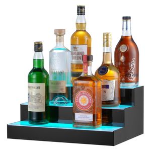 Étagère de bar à 3 marches de 16 pouces éclairée par LED pour l'affichage de bouteilles d'alcool RF et App Control Bar Furniture - Product Image 1