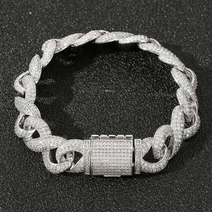 Men's 22k Gold Plated Chain <b>Bracelet</b> Micro Insert Rhinestone Hip Hop Style Everyday Wear Jewelry - Product Image 1