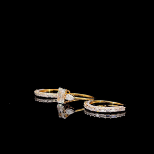 Magnificent radiant cut diamond <b>ring</b> <b>stack</b> set with pear accents curved baguette enhancer bands luxury bridal fine jewelry - Product Image 4