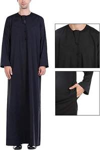 Thobe pour homme respirant de qualité supérieure, vêtement islamique en coton, Jubbah pour homme avec fermeture éclair, Thobes de prière, Daffah Thobe de qualité supérieure personnalisé - Product Image 5