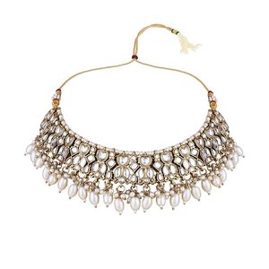 Ensemble collier et boucles d'oreilles en alliage plaqué or rose avec perles d'imitation et véritables perles, bijoux de mode pour femmes, pour les soirées - Product Image 2