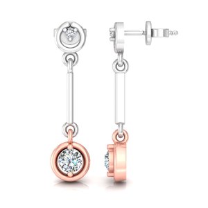 Aries Jewel Minimalist Design Round Cut Lab Grown Diamond 14K Solid Gold Earring <b>Tops</b> for Gift Party & Anniversary - Product Image 2