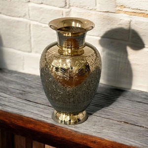 Vase vintage en laiton avec plante de fougère pour la décoration intérieure - Product Image 4