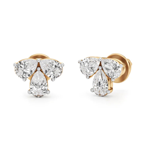Classic Diamond <b>Stud</b> <b>Earrings</b> Pear Cut Flower Design Women's Wedding Jewelry - Product Image 1