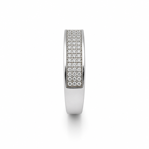 925 Sterling <b>Silver</b> <b>Mens</b> Diamond Pave <b>Ring</b> Wedding Band High Polish Finish Minimalist Luxury Style Daily Wear Gift for Him - Product Image 3