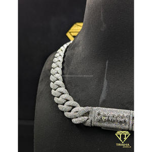 Luxury <b>Iced</b> <b>Out</b> Cuban Link <b>Chain</b> Necklace VVS Moissanite Diamond Pave Setting 925 Sterling Silver Hip Hop Jewelry For Men - Product Image 4