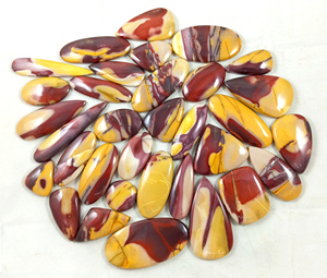 Mookaite Jasper Cabochons Natural Loose Gemstones Yellow/<b>Red</b> Third Party Certified for DIY Jewelry Making Wholesale Bulk - Product Image 2