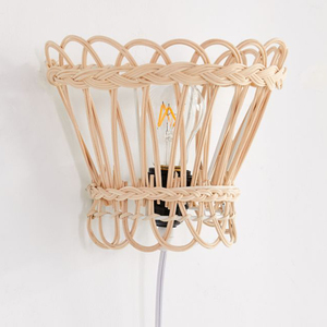 New Design Vintage Style Wall <b>Sconce</b> Rattan Wall-mounted <b>Light</b> <b>Sconces</b> Rattan Wicker Hanging Lamps Handmade Wholesale - Product Image 2
