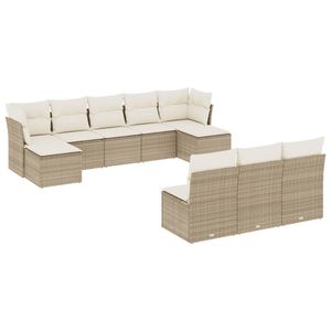 Juego de Sofás de Jardín de Mimbre Beige, Cojines 100% Poliéster, Muebles de Exterior Duraderos, Estilo Contemporáneo - Product Image 2