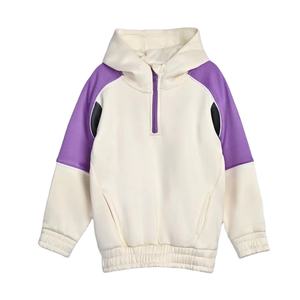 Sweat à capuche unisexe personnalisé de haute qualité avec demi fermeture éclair Patchwork de grande taille et motif doublé sur les manches Sweat à capuche pénal - Product Image 1