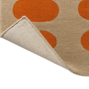 Alfombra Geométrica Ovalada Moderna Retro, Naranja Beige, Patrón Abstracto, Alfombra de Área Hecha a Mano, Alfombra de Diseño Contemporáneo de Mediados de Siglo - Product Image 5