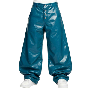 Pantalones de Cuero Negros Clásicos para Hombre, Cintura Baja, Elásticos, Ajustados, con Bolsillo, Traje de Discoteca, Ropa de Club Personalizada - Product Image 4