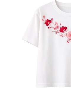 Camiseta blanca con bordado floral para mujer, camiseta informal de algodón suave con cuello redondo, camiseta de verano de manga corta, camiseta ligera y cómoda a la moda - Product Image 5