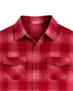 Chemise en flanelle à carreaux rouge ombré personnalisée pour femme, à manches longues, boutonnée, décontractée, avec deux poches poitrine, pour l'automne - Product Image 5