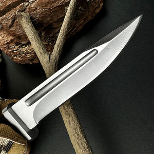 Couteau de chasse et de pêche à lame fixe en acier inoxydable, manche en bois, couleur/logo personnalisable avec étui en cuir - Product Image 2