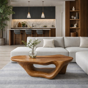 Mesa de Centro de Madera Maciza Moderna y Duradera Hecha a Mano con Diseño Sostenible y Base de Madera Natural para Decoración de Sala de Estar - Product Image 1