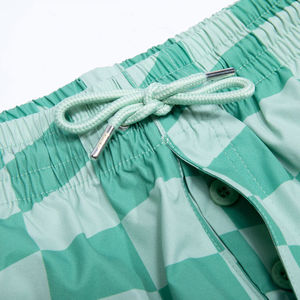 <b>Men</b>’s Premium Green Plaid Swim Shorts Quick Dry Beach <b>Trunks</b> Adjustable Drawstring Waist Lightweight Polyester With Pockets - Product Image 6