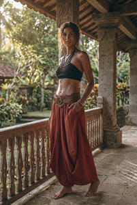 Jupe longue bohème pour femme en gaze de coton biologique, à volants, ample et fluide, douce et légère, idéale pour l'été - Product Image 1