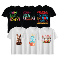 T-shirt tendance et respirant pour Pâques, hauts pour enfants garçons et filles en coton, couleurs unies blanc et noir, à prix raisonnable.